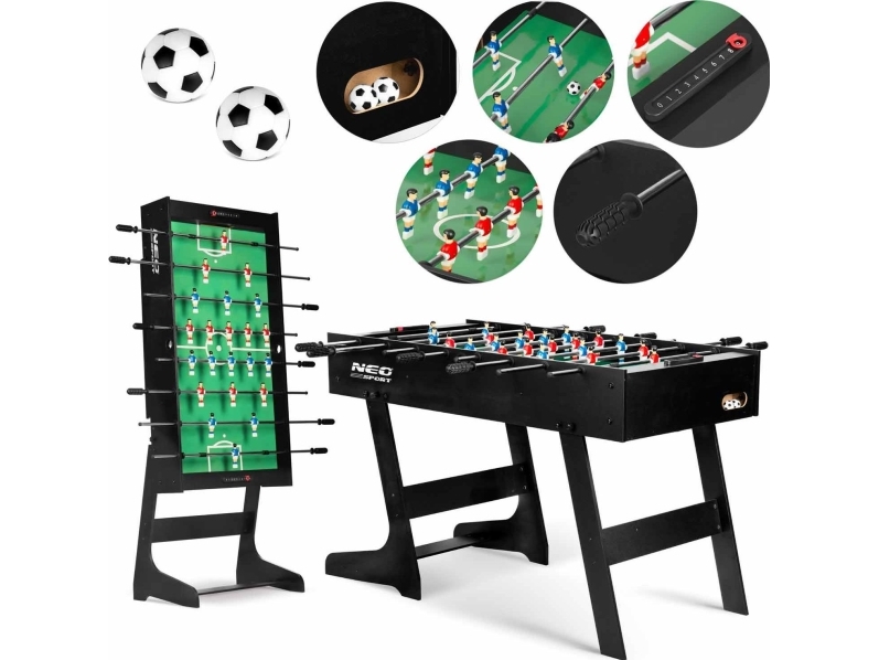 Neo-Sport jalkapallopöytä, musta 121 x 61 x 80 cm (NS-803)