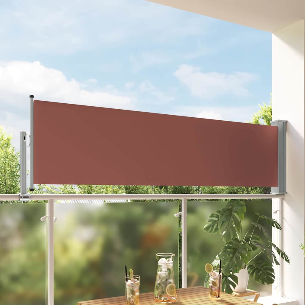 vidaXL Sisäänvedettävä terassin sivumarkiisi 80x300 cm ruskea