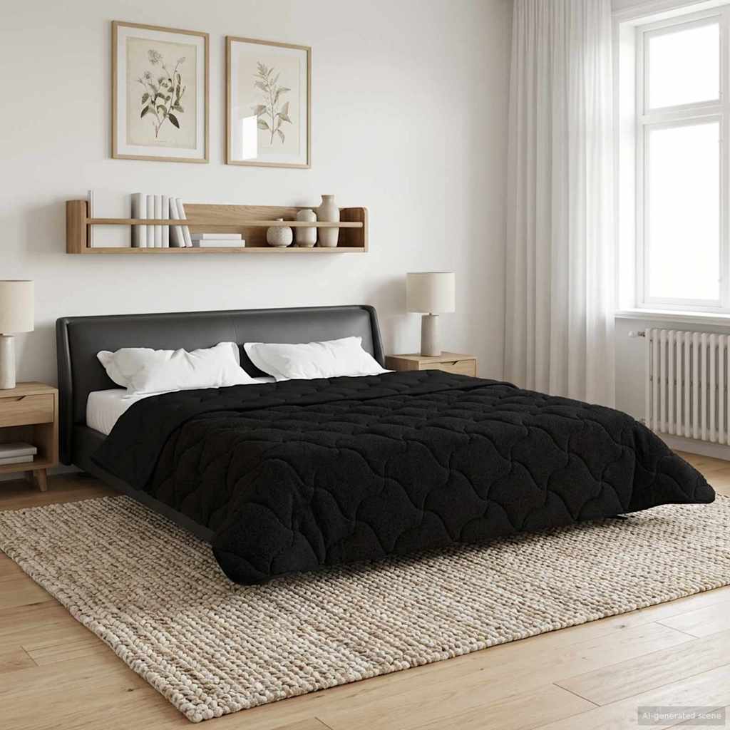 vidaXL Koko Vuoden Peitto Quiltottu Musta 220 x 240 cm