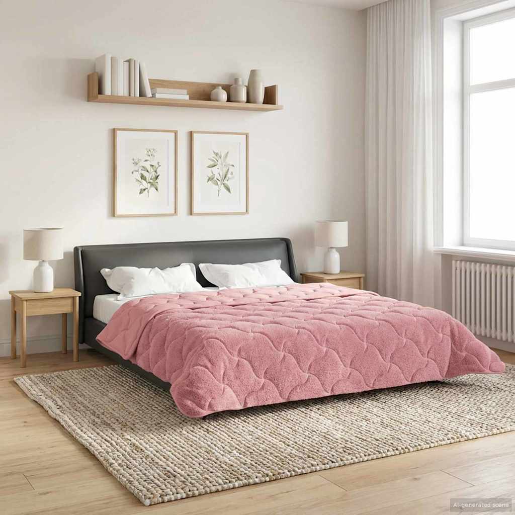 vidaXL Koko Vuoden Peitto Quiltottu Pinkki 220 x 240 cm