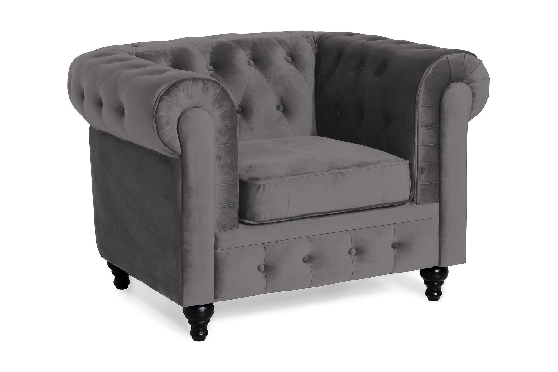 Chesterfield Lyx samettinojatuoli Tummanharmaa