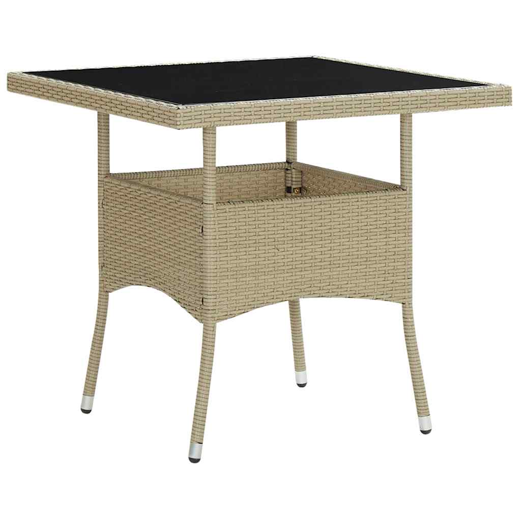 vidaXL Ulkoruokapöytä beige polyrottinki ja lasi