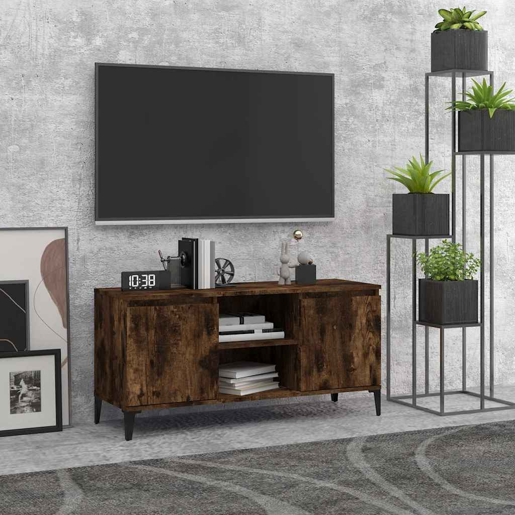 vidaXL TV-taso metallijaloilla savutammi 103,5x35x50 cm