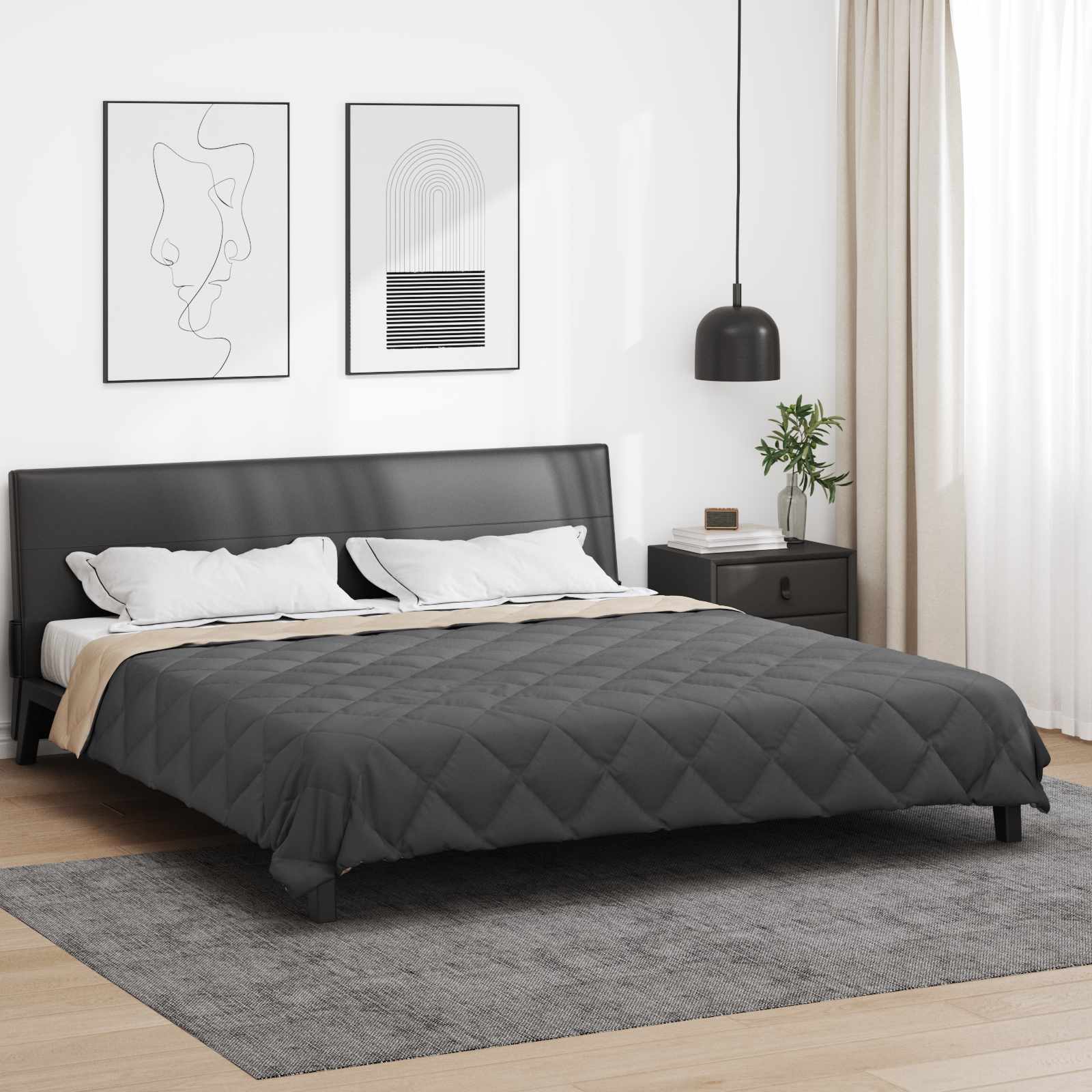 vidaXL Koko Vuoden Peitto Antrasiitti ja taupe 220 x 240 cm Mikrokuitu