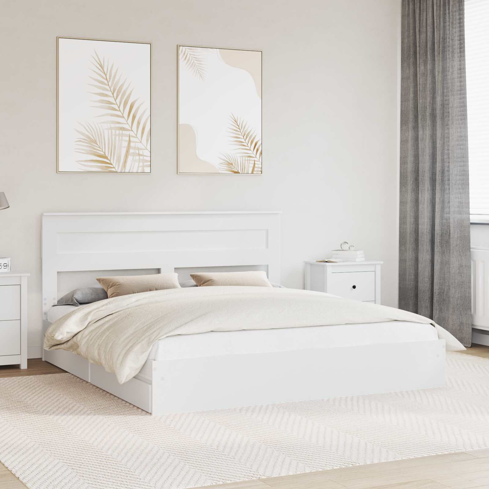 vidaXL Säilytyssänky Valkoinen 6FT Super King Size
